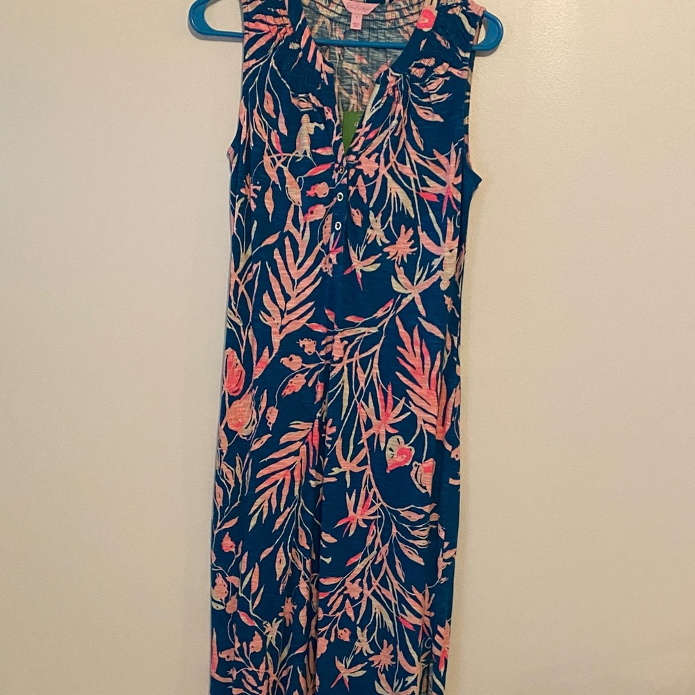Lilly Pulitzer Blue and Pink Floral Maxi Dress